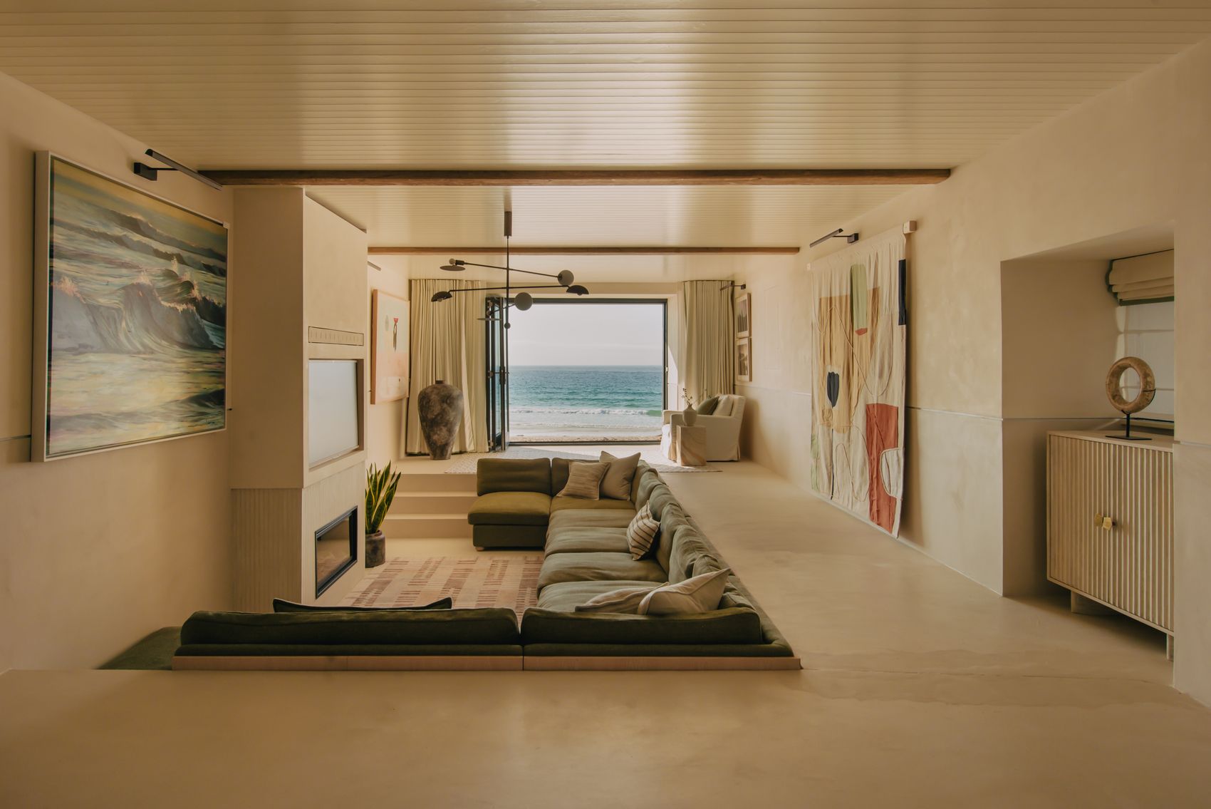 Living room looking out to the sand